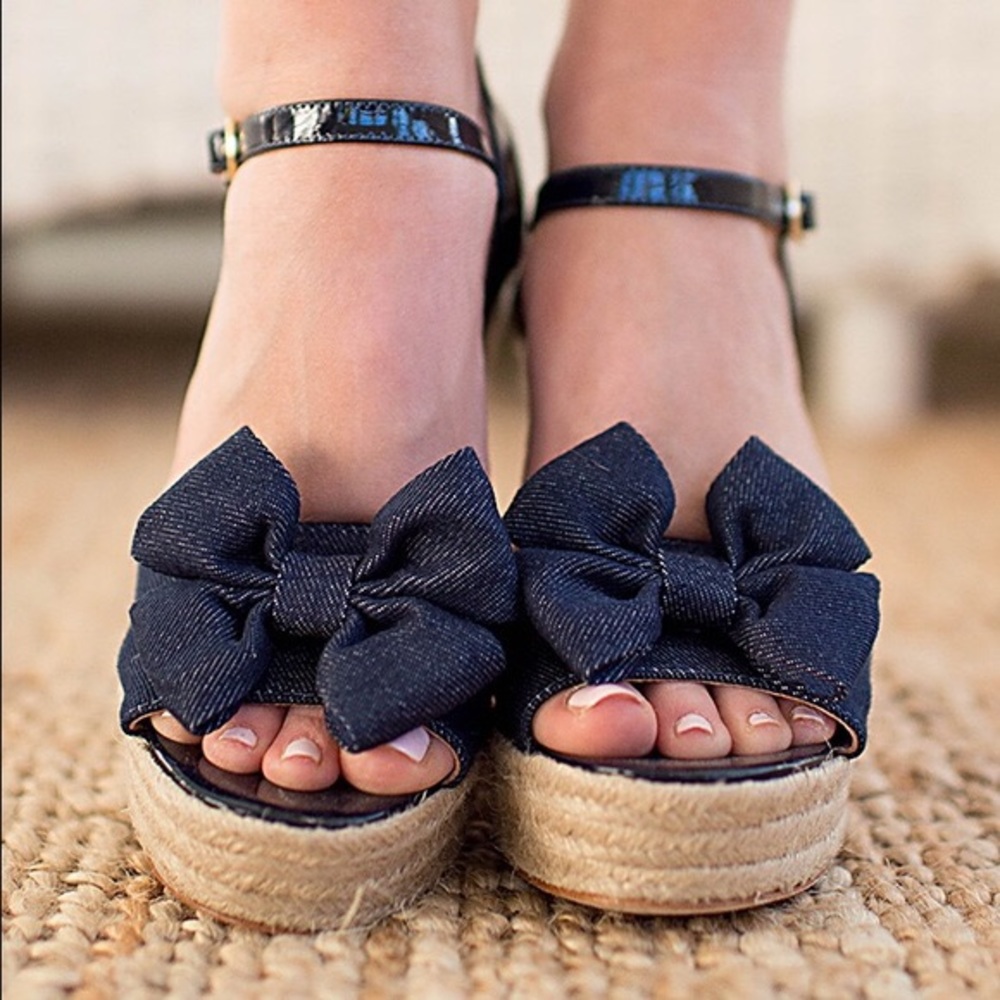 Kate Spade Darya Blue Denim Espadrille Wedge